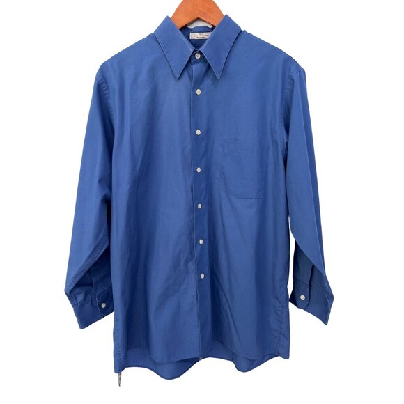 Van Heusen Shirt Size 16.5 32/33 Poplin Button Front Long Sleeve Blue Career - Picture 1 of 7